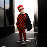 Organic Ribbed Set in Smoke + Crimson