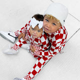 Bamboo Two Piece Set in Candy Cane Checkered