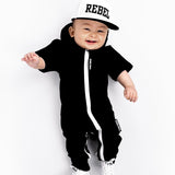 Hooded Rebel Short Sleeve Romper in Black - Rebel Bro
