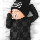 Bamboo Zippy Sleeper in Charcoal + Black Checkered