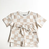 Everyday Cotton Shorts Set in Salt + Sand Checkered