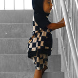 Relaxed Fit Shorts in Taupe + Black Checkered