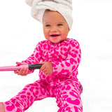 Ruffled Bamboo Zippy Sleeper in Bubble Gum Leopard