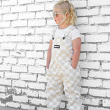 Overalls in Salt + Sand Checkered