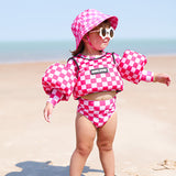 Neoprene Swim Vest in Bubble Gum Checkered  (PREORDER : WILL SHIP LATE MAY)