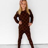 Bamboo Two Piece Set in Espresso Checkered