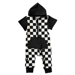 Image of Hooded Rebel Short Sleeve Romper in Venice - Rebel Bro