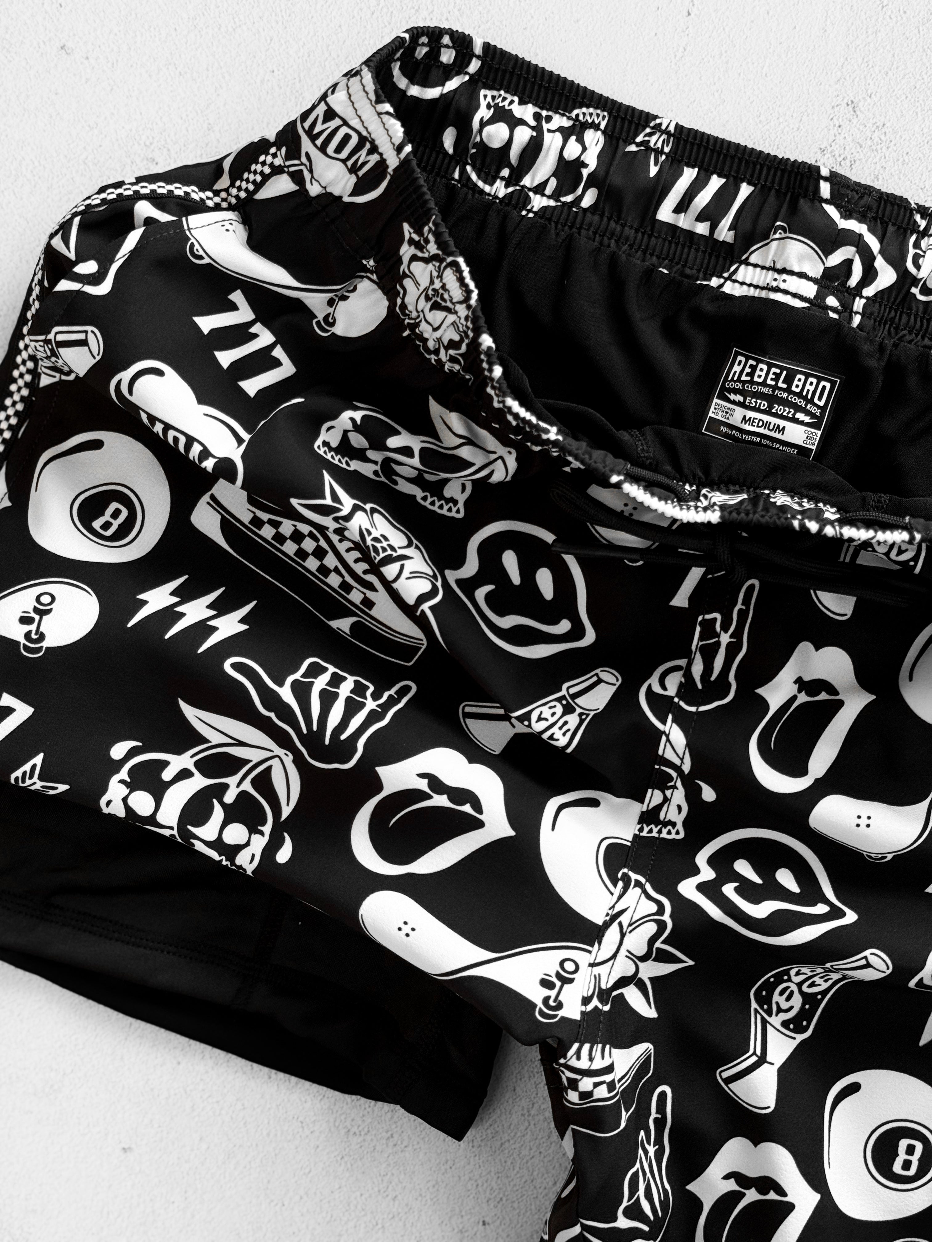 Men's Hybrid Swim Trunks in Warped Tour [Midnight Edition]