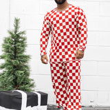 Men's Bamboo Two Piece Set in Candy Cane Checkered