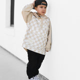 Pullover Windbreaker in Salt + Sand Checkered