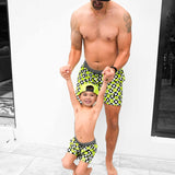 Men's Hybrid Swim Trunks in Neon Electric Lime Smiley