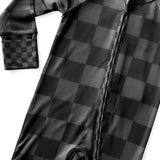 Bamboo Zippy Sleeper in Charcoal + Black Checkered