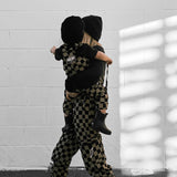 Women's Overall in Checkered Black + Taupe