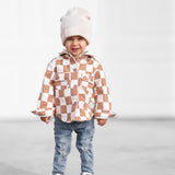 Hooded Flannel in Neutral Checkered