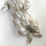 Ruffled Bamboo Zippy Sleeper in Salt + Sand Checkered