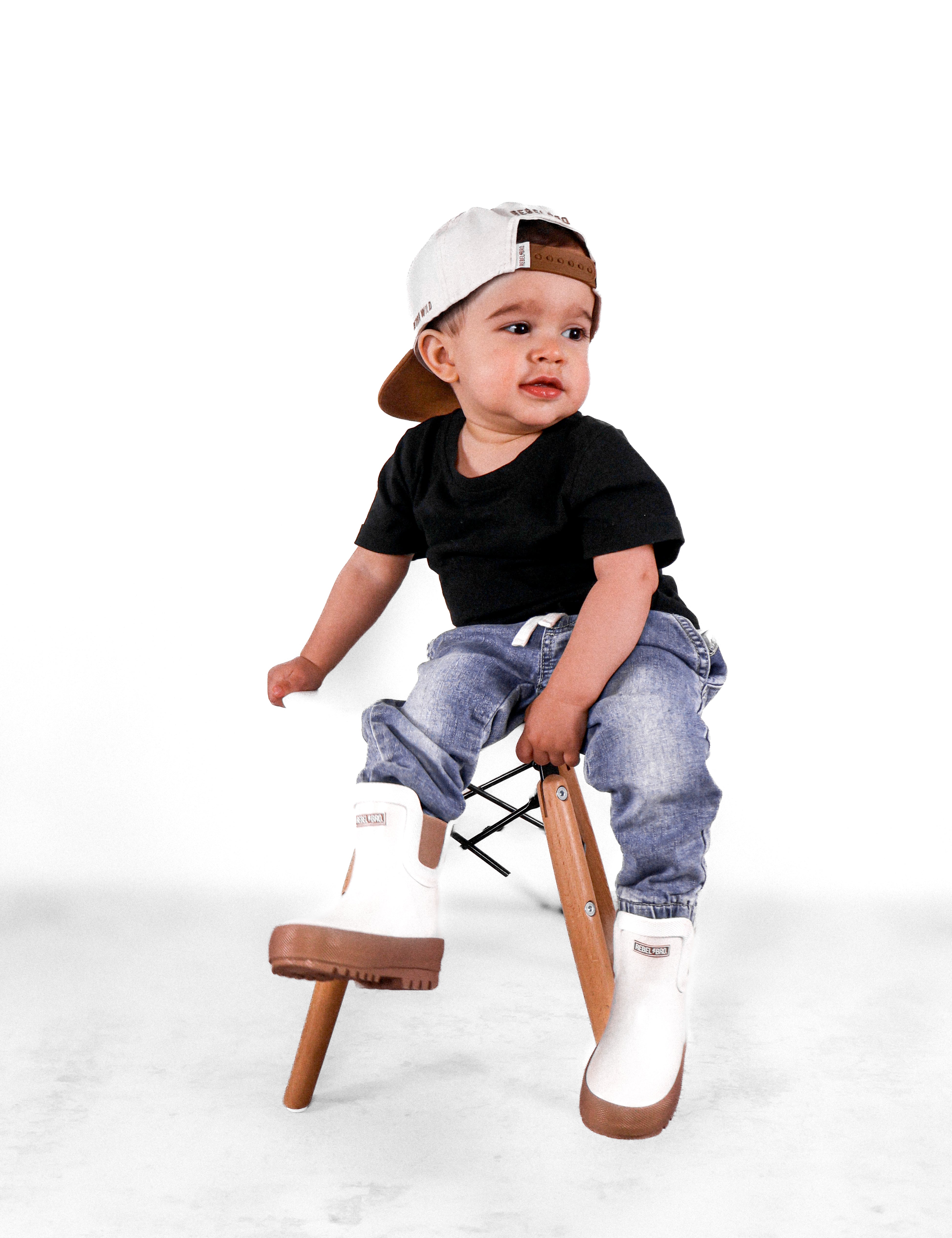 RB x LB The Core-Classic Midi Boot in White / Taupe - Rebel Bro