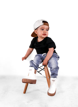 Image of The Core-Classic Midi Boot in White / Taupe