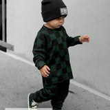 Organic Ribbed Set in Smoke + Midnight Emerald