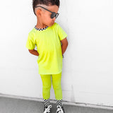 Bamboo Two Piece Set in Neon Electric Lime