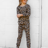 Organic Ribbed Set in Ava (Leopard)