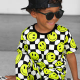 Bamboo Two Piece Set in Neon Electric Lime x Smileys