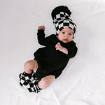 The Newborn Sherpa Bootie — Black + White Checkered - Rebel Bro