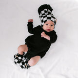 The Newborn Sherpa Bootie — Black + White Checkered - Rebel Bro