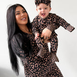 Women’s Bamboo Two Piece Set in Midnight Mocha Leopard