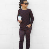 Organic Ribbed Set in Espresso Checkered