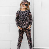 Organic Ribbed Set in Midnight Mocha Leopard
