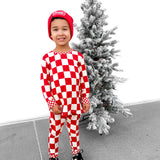Bamboo Two Piece Set in Candy Cane Checkered
