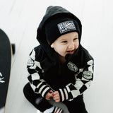 Hydro Letterman Jacket in Black + Cream Checkered