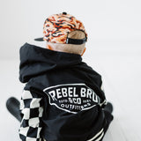 Hydro Letterman Jacket in Black + Cream Checkered