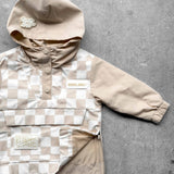 Pullover Windbreaker in Salt + Sand Checkered