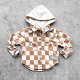 Hooded Flannel in Neutral Checkered