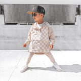 Pullover Windbreaker in Salt + Sand Checkered