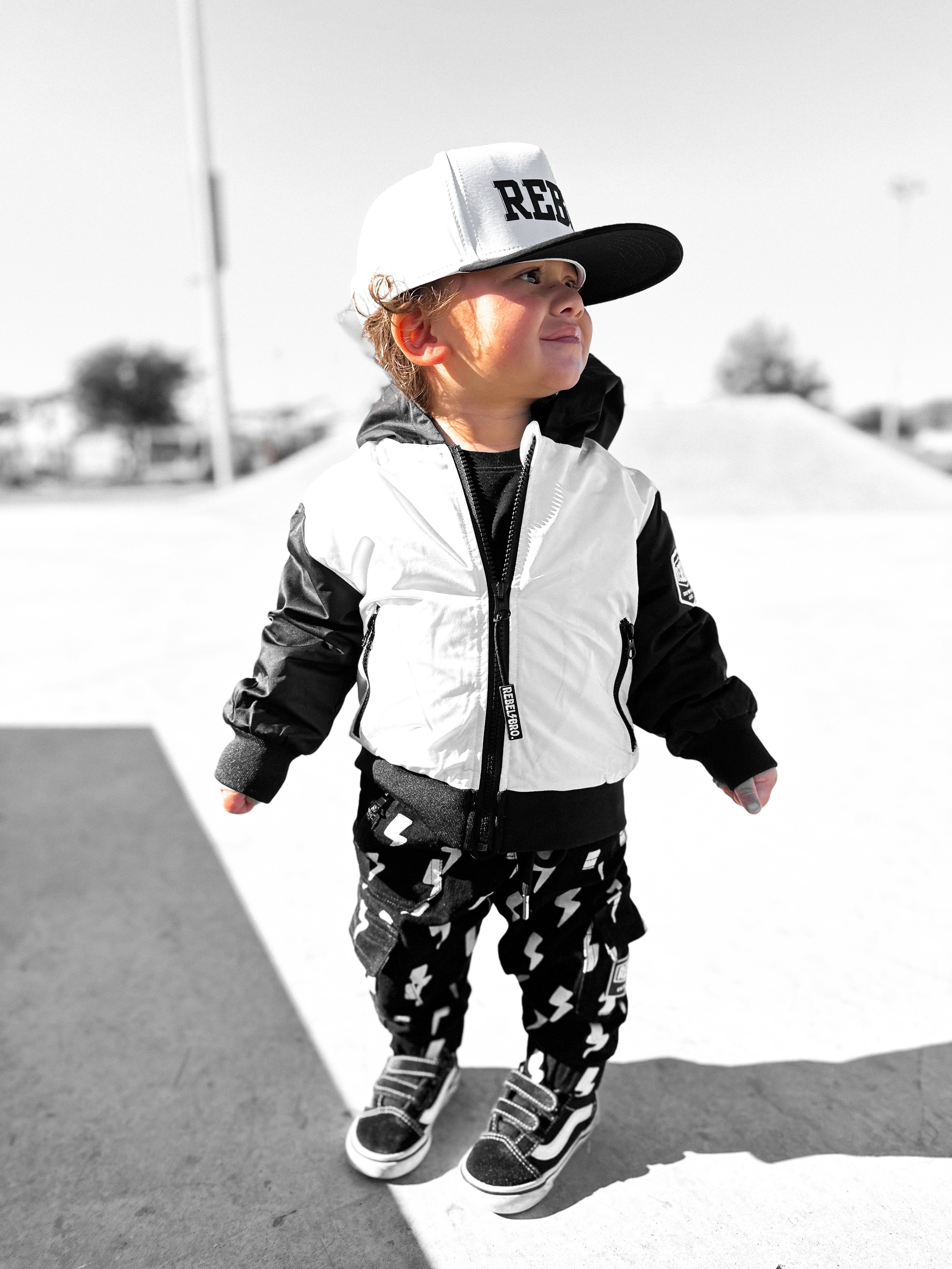 Live Fast Hydro Bomber Jacket in Black/White (FINAL SALE)