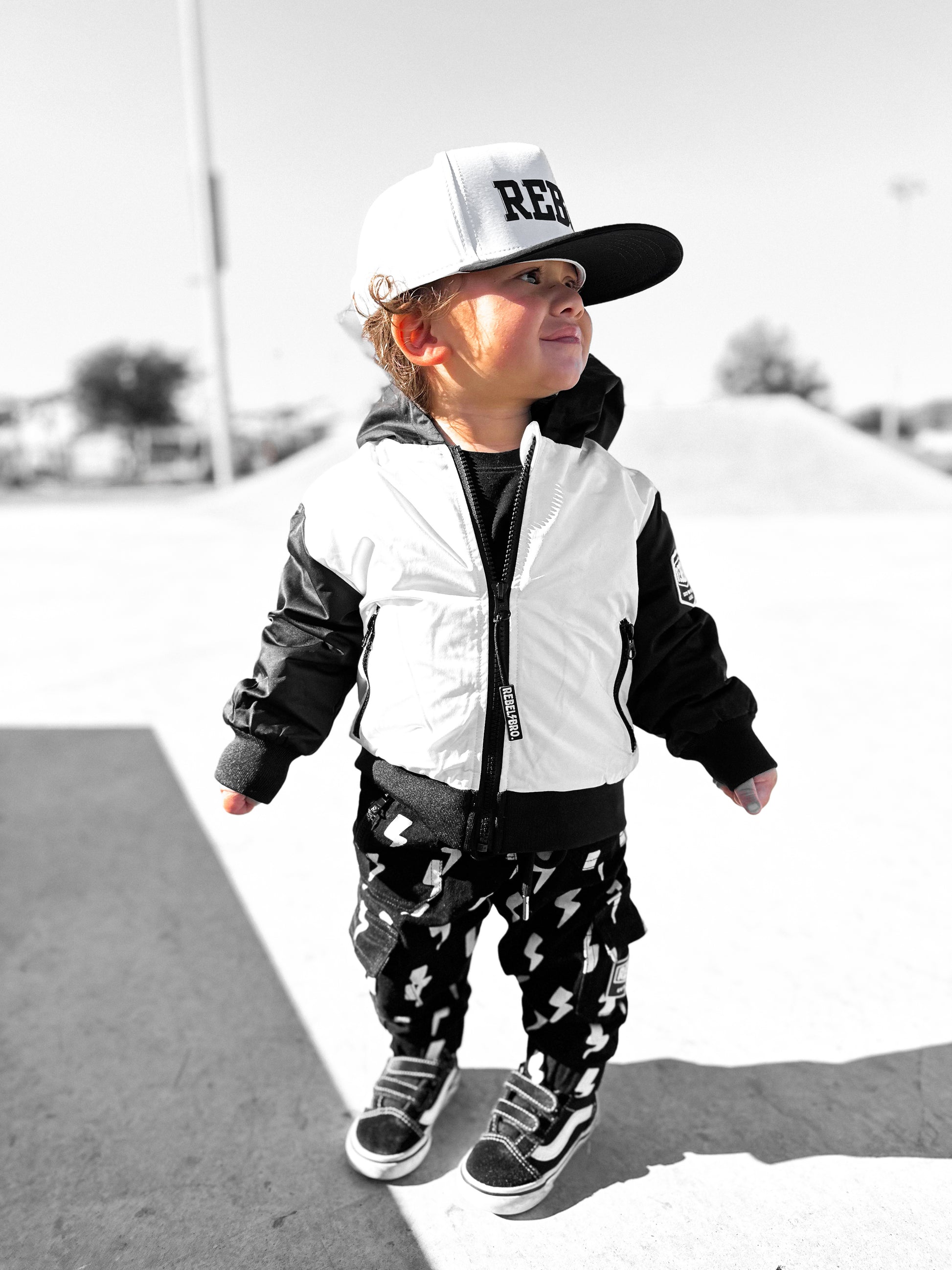 Live Fast Hydro Bomber Jacket in Black/White (FINAL SALE)