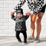 Pullover Windbreaker in Charcoal Checkered