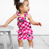Overall Dress in Bubble Gum Checkered