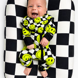 Bamboo Bandana Bib in Neon Electric Lime x Smileys