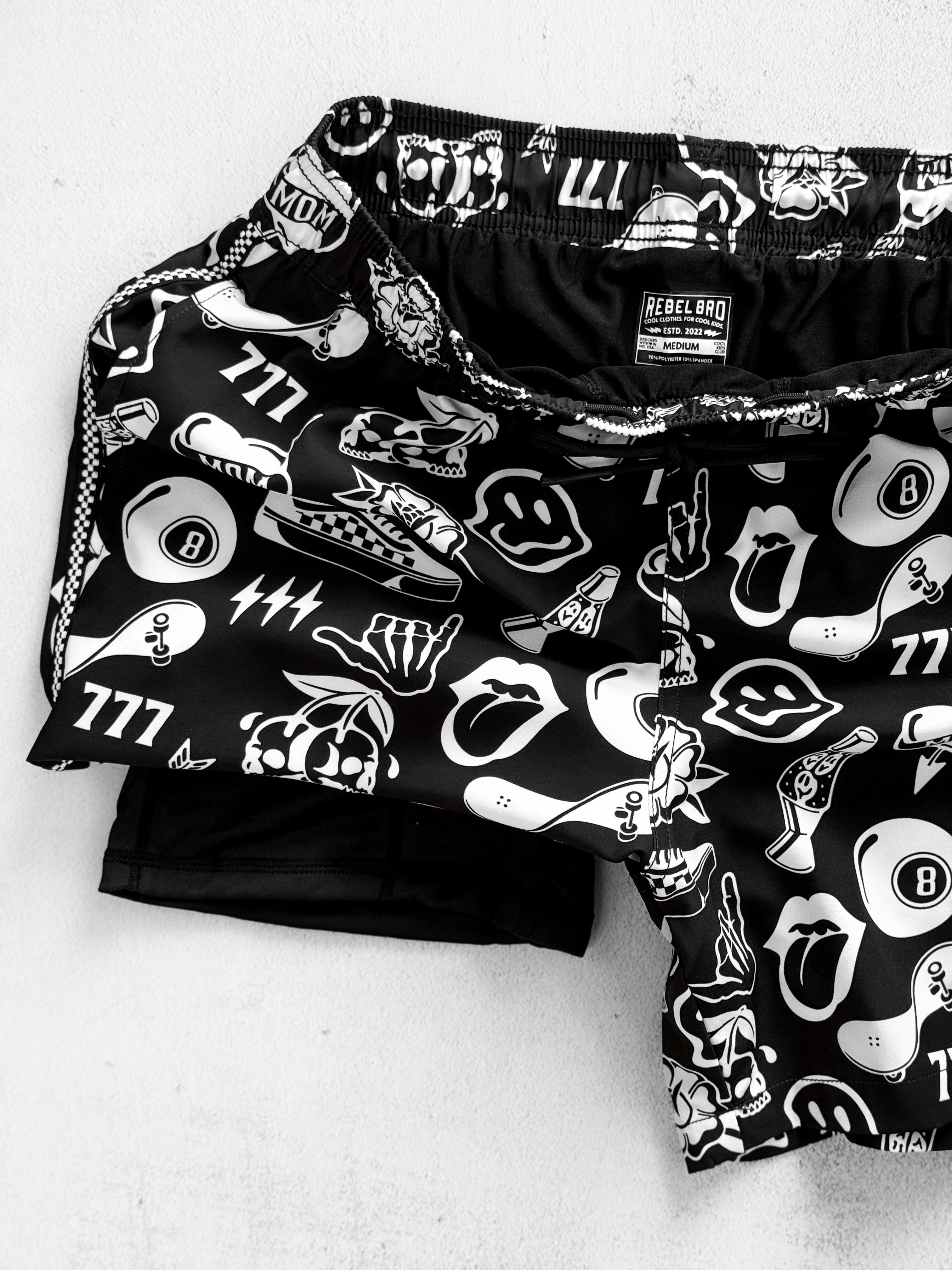 Men's Hybrid Swim Trunks in Warped Tour [Midnight Edition]