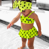 UPF50+ Retro Skirted Bikini Two Piece Swimsuit in Neon Electric Lime x Jagger