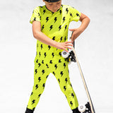 Bamboo Two Piece Set in Neon Electric Lime x Jagger