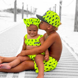 UPF50+ Retro Skirted Bikini Two Piece Swimsuit in Neon Electric Lime x Jagger