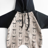 Hooded Fleece Romper in Lana (Bows)