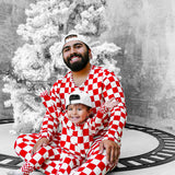 Men's Bamboo Two Piece Set in Candy Cane Checkered