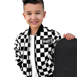 Bomber Jacket in Black + White Checkered
