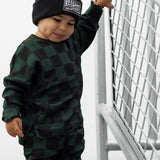 Organic Ribbed Set in Smoke + Midnight Emerald