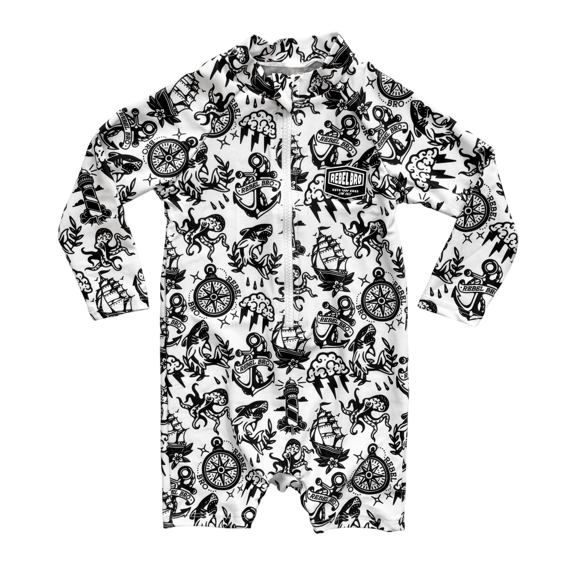 UPF50+ Swim Romper in Sink or Swim